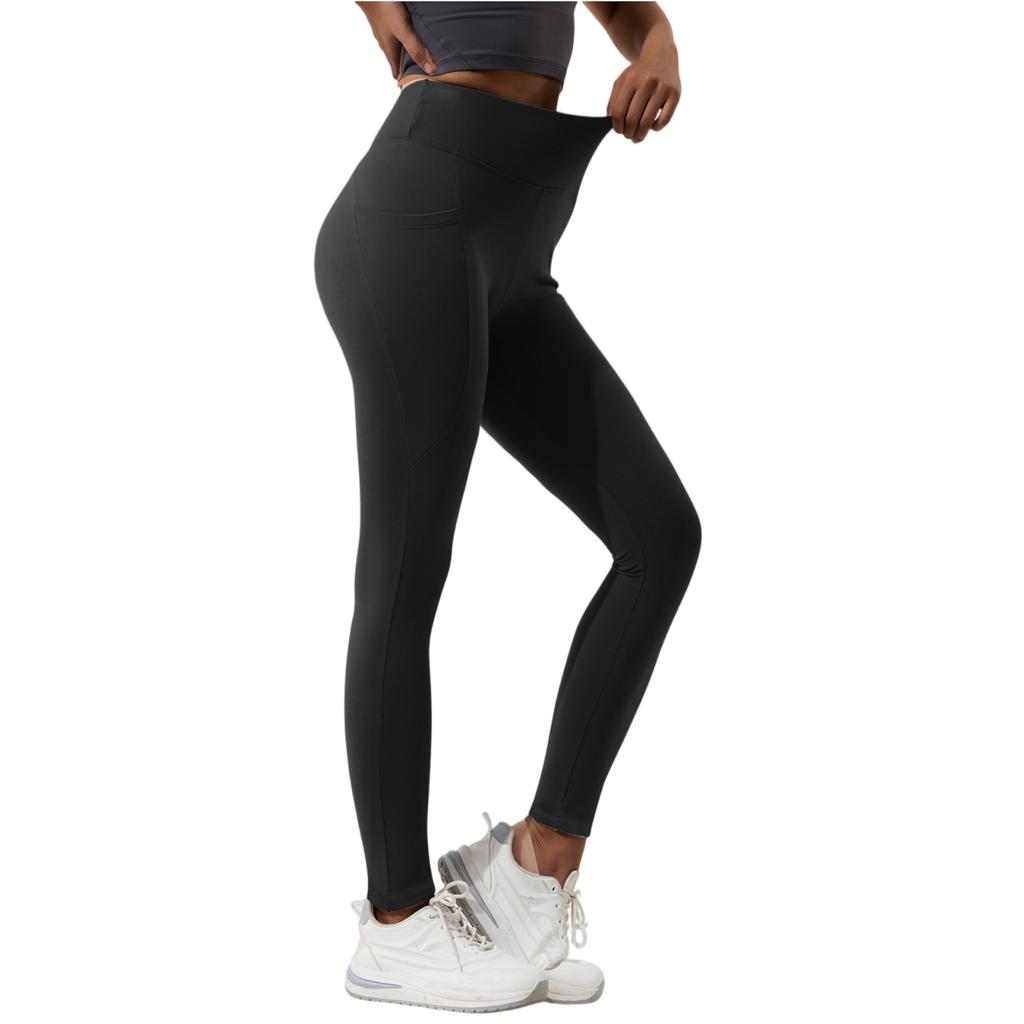 Fashion Women's High Waist Pocket Sports Yoga Pants Cross-border Warm Leggings