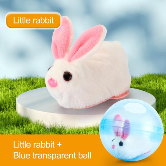 Electric Automatic Rolling Hamster Ball, Rolling Ball Toy with Plush Rabbit Inside, Simulation Animal Interactive Ball Toy, Gift for Toddlers
