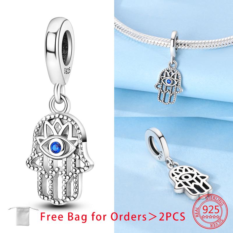 

Original Blue Series Zircon Devil S Eye Guardian Hand Beads Charms Copper Pendant Fit Diy Bracelet Women Jewelry Fine Gift