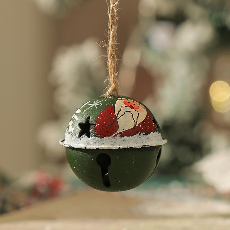 1PC Santa Claus Bell Decoration Xmas Tree Ornaments Vintage Iron Pendant Creative Elk Snowman Hanging Ornament Christmas Bells