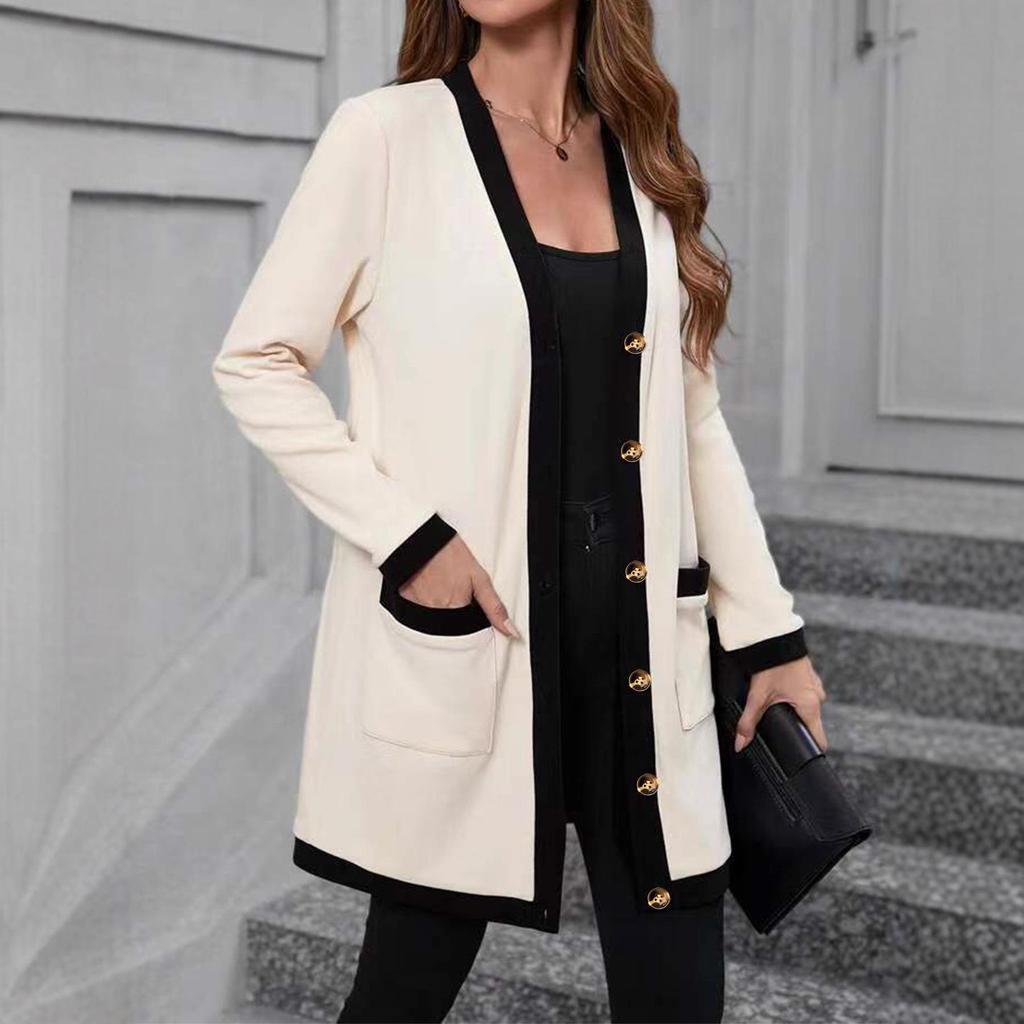 2025 Women's Fashion Color Block Patchwork Single-Breasted Top