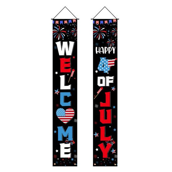4th of July Patriotic Door Banners Outdoor Patriotic American Flag Hanging Porch