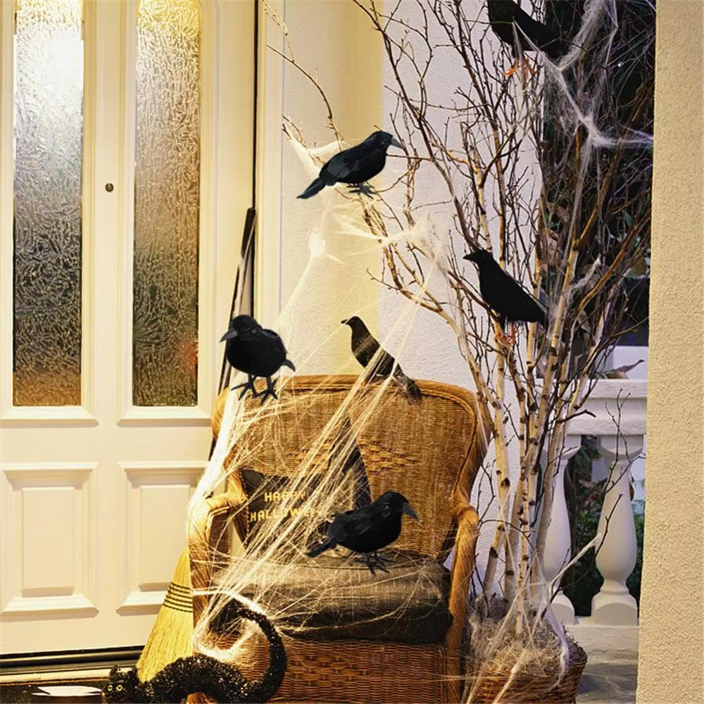Halloween Black Crow Decorations,Fake Raven Bird Props,Halloween Haunted House Garden Outdoor Yard Decorations
