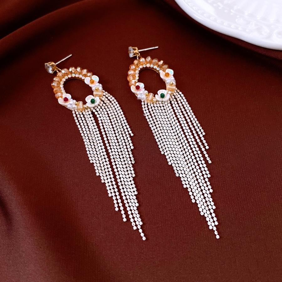 

Silver Needle Zircon Crystal Flower Hollow Fringed Earrings Light Luxury High-end Stud Earrings Exquisite Versatile Earrings Women