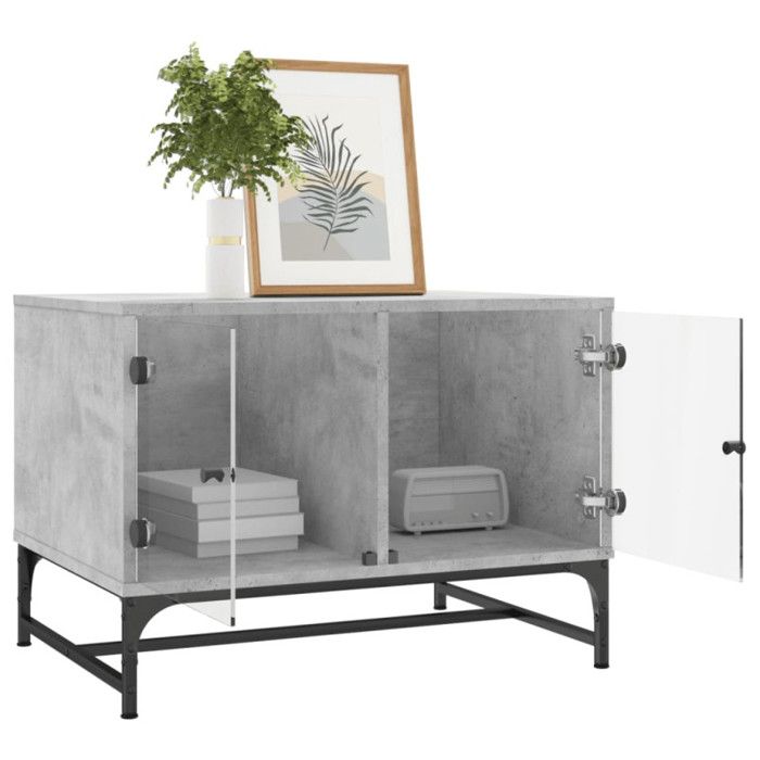 VidaXL Coffee Table with Glass Doors, End Table with Storage, Side Table Living Room Interior, 836542