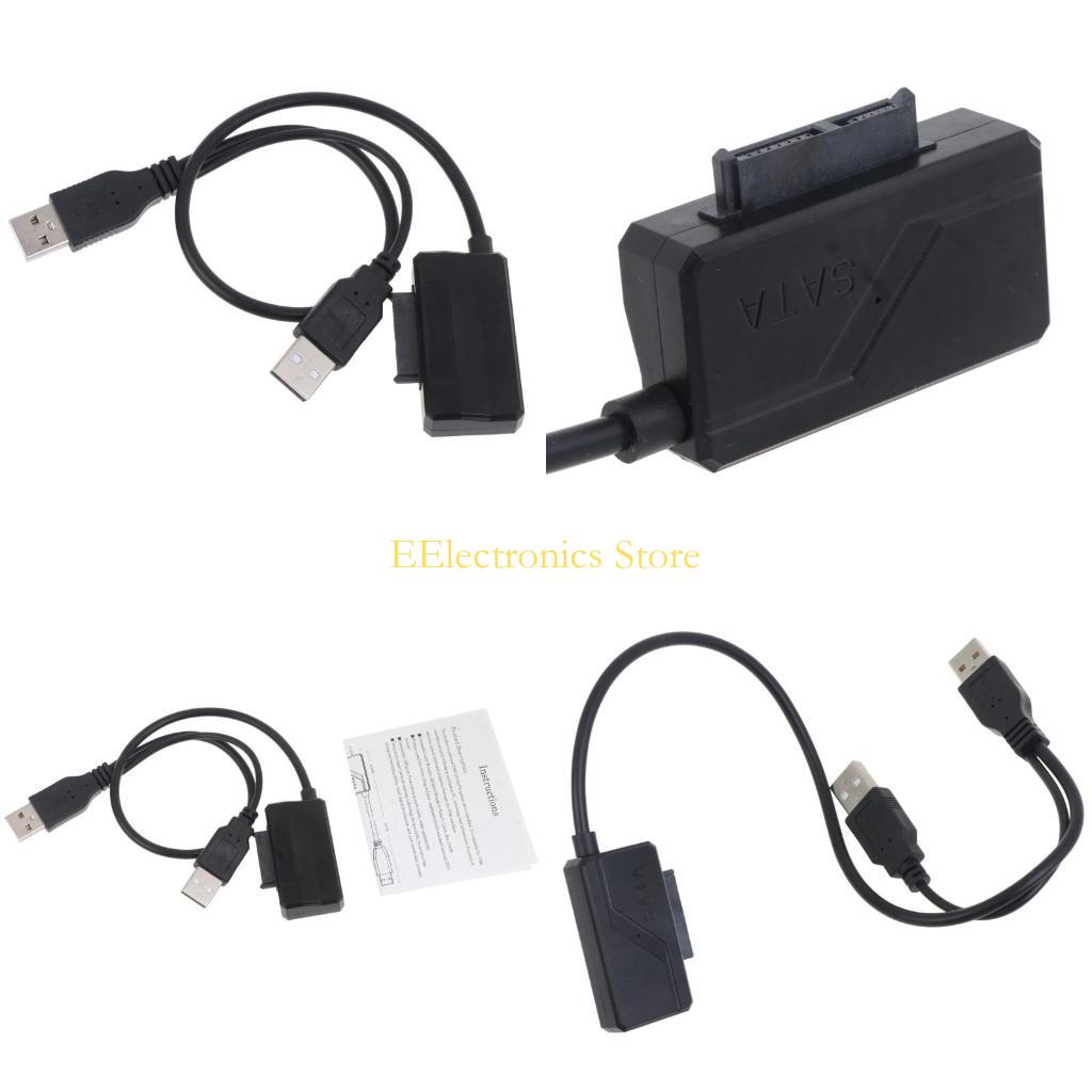 B03C USB 2.0 zu 6+7 13Pin Slim-SATA-Kabel mit externem USB 2.0 Stromversorgungskabel für Notebook DVD-ROM CD-ROM ODD