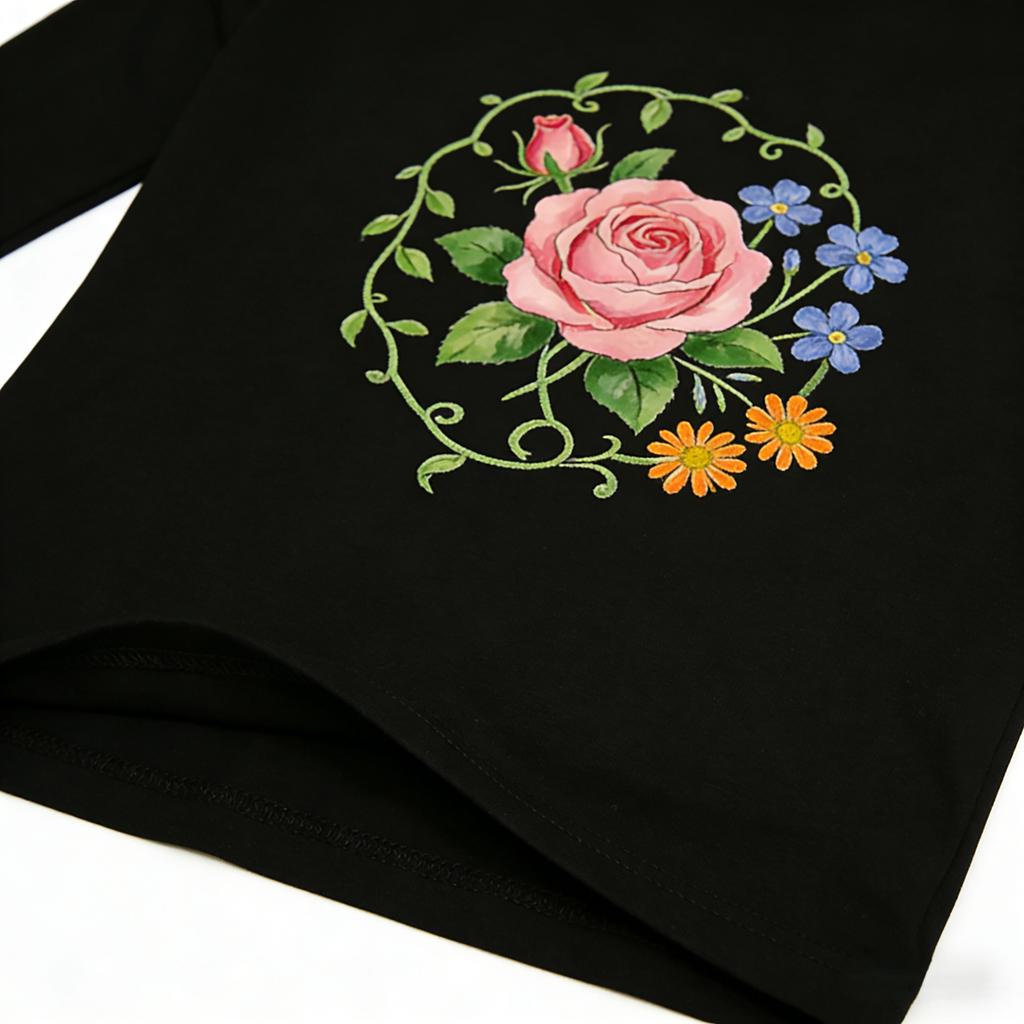 Autumn Heavy Cotton Round Neck Long Sleeve Printed T-Shirt Loose Base Shirt