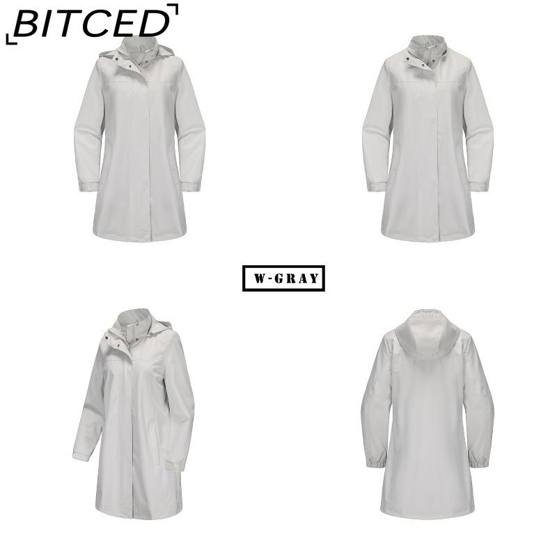 BITCED Spring/Fall Detachable-Cap Water-Resistant Trench Coat for Women Solid Color Long-Sleeve Lightweight Jacket Casual Women's Wear