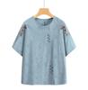 Summer Set for Middle-Aged Women Short Sleeve Pure Cotton Mom T-Shirt plus Size Grandma Clot