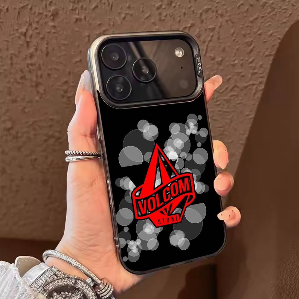 

Volcom sport style Phone Case For iPhone 17,16,15,14,13,12,11,Pro Max,Plus black Candy Silver Cover iPhone15plus