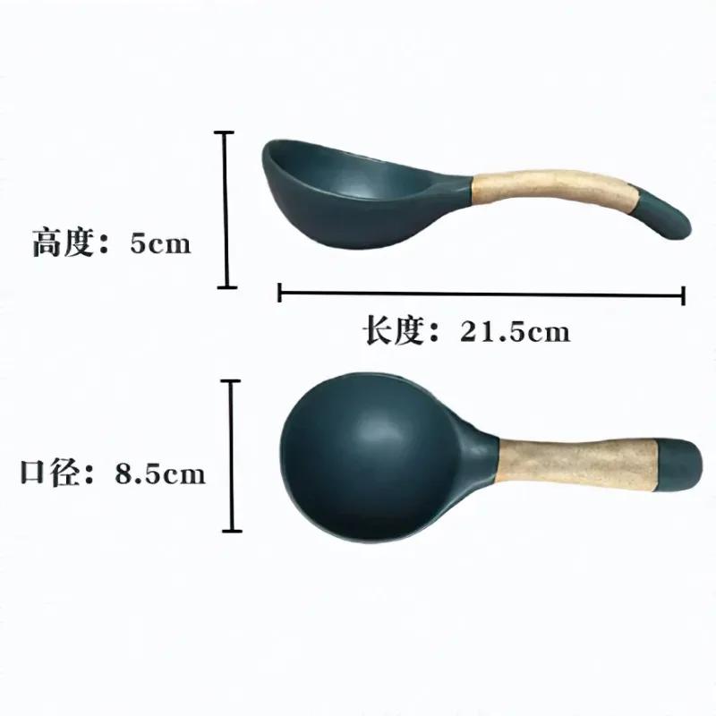 Japanese Creative Handmade Stoneware Large Soup Spoon Simple Household Tableware Ceramic Big Rice Spoons Home Kitchen Supplies
