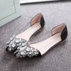 Fashion Women's Flat Shoes Pink Splicing Transparent With Crystals Discount Comfortable and Elegant Wholesale Low Price Ladies Footwear