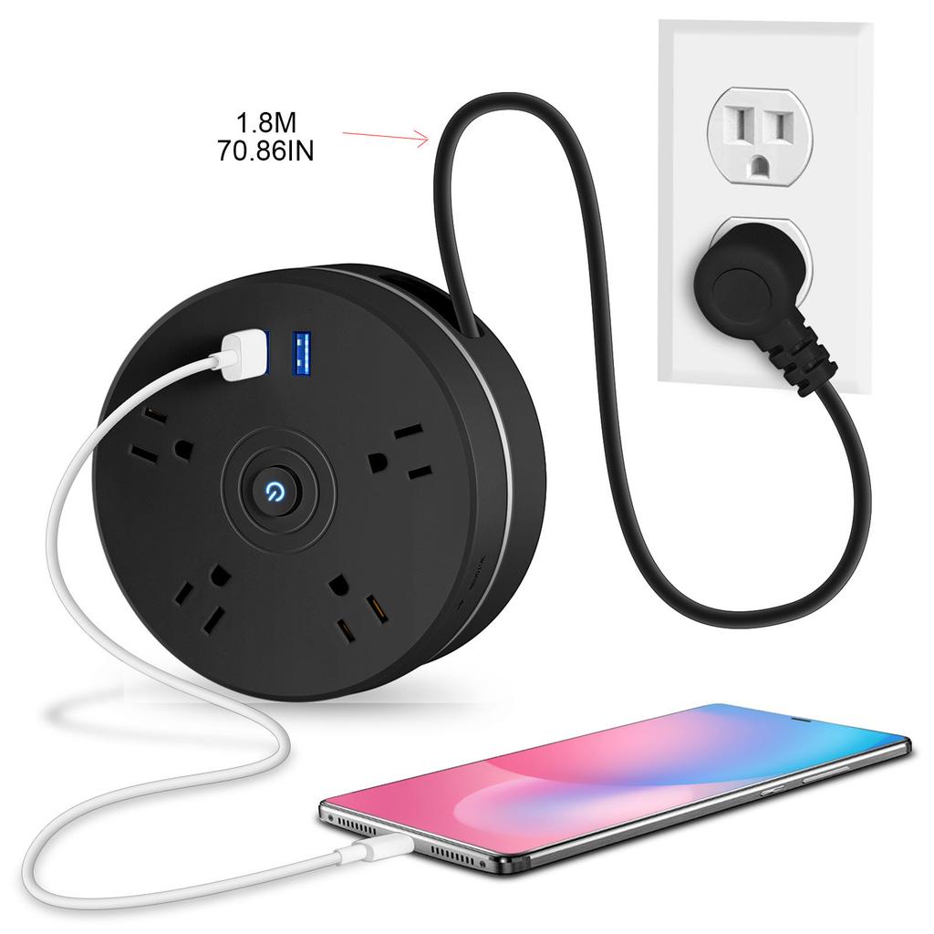 Surge Protector Power Strip with 4 Outlets & 2x USB Ports for Tablet Smartphones