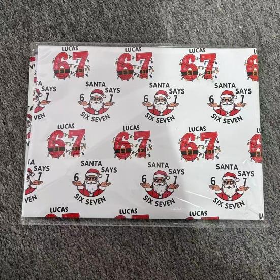 1 Roll Christmas 67 Santa Wrapping Paper Six Seven Meme Gift Box Packaging Paper Tear-Resistant Present Wrap Packing Paper Sheet