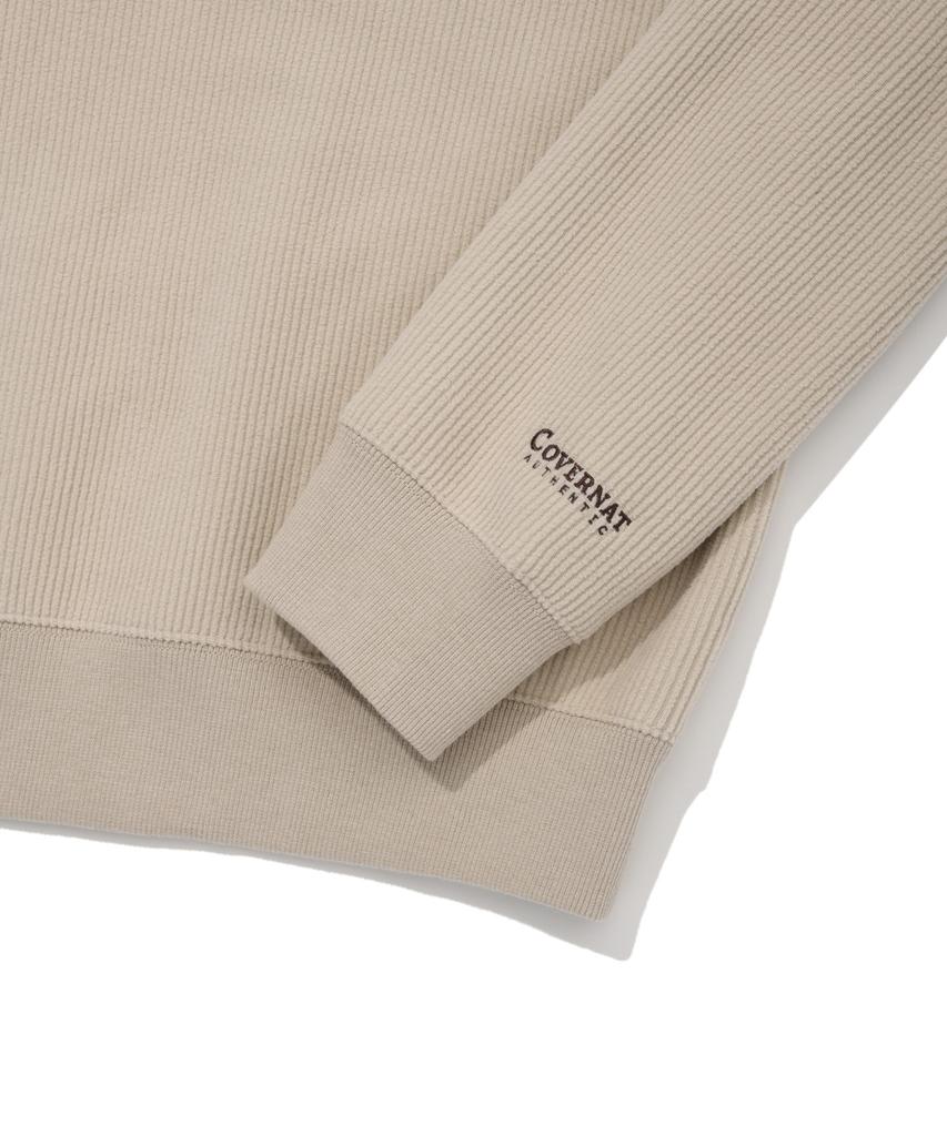 COVERNAT Small C Logo Corduroy Half Zip Beige