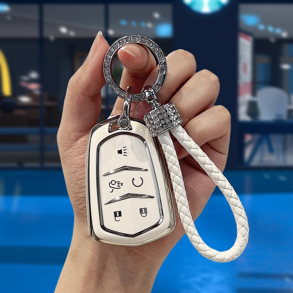 Auto Shell For Cadillac Xt5 Escalade Esv Srx Sts Xts Elr Ats Ct6 Cts Dts Tpu Car Key Case Cover Remote Keyless Holder Keychain