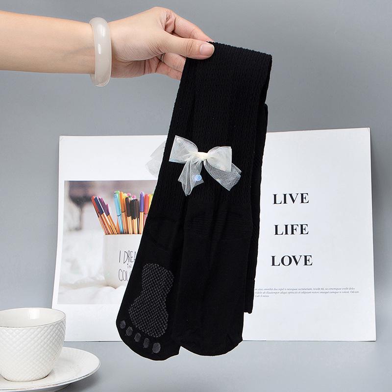 Girls' Cotton Cable Knit Bow Tights - Autumn/Winter Footed Leggings