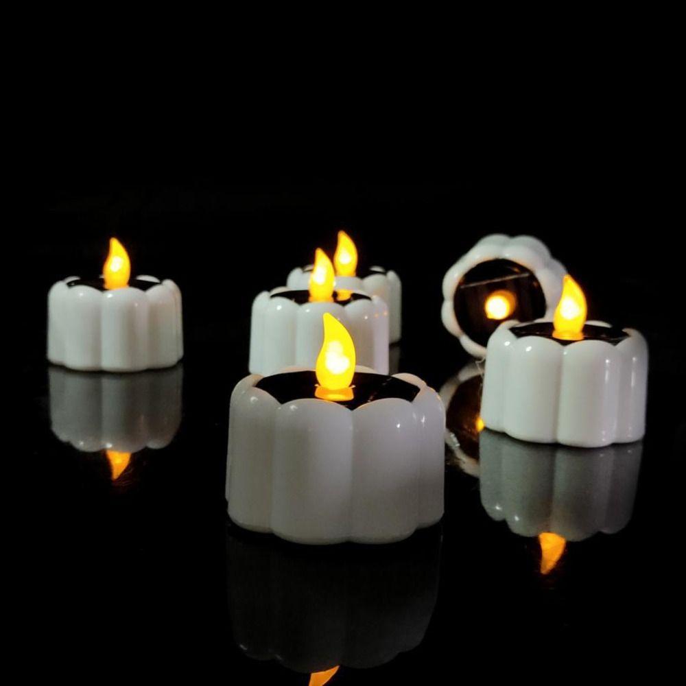 6pcs Romantic LED Candle  Lamp Waterproof Terrace Lamp Creative Solar Tea Lights  Halloween Festival