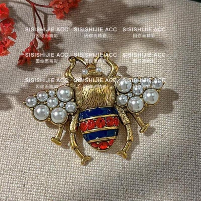 Broche Pectorale Animale Carino Personalità Ape Strass Pittura Olio Retrò Pregiato Squisito