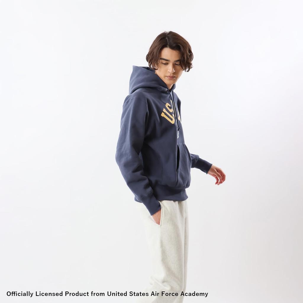 Hoodie Long Sleeve COTTON USA Graphic Print Reverse Hooded Sweatshirt Dark Navy [Champion] 11.5oz Weave(R) REVERSWEAVE(R) C3-Y113 Men's