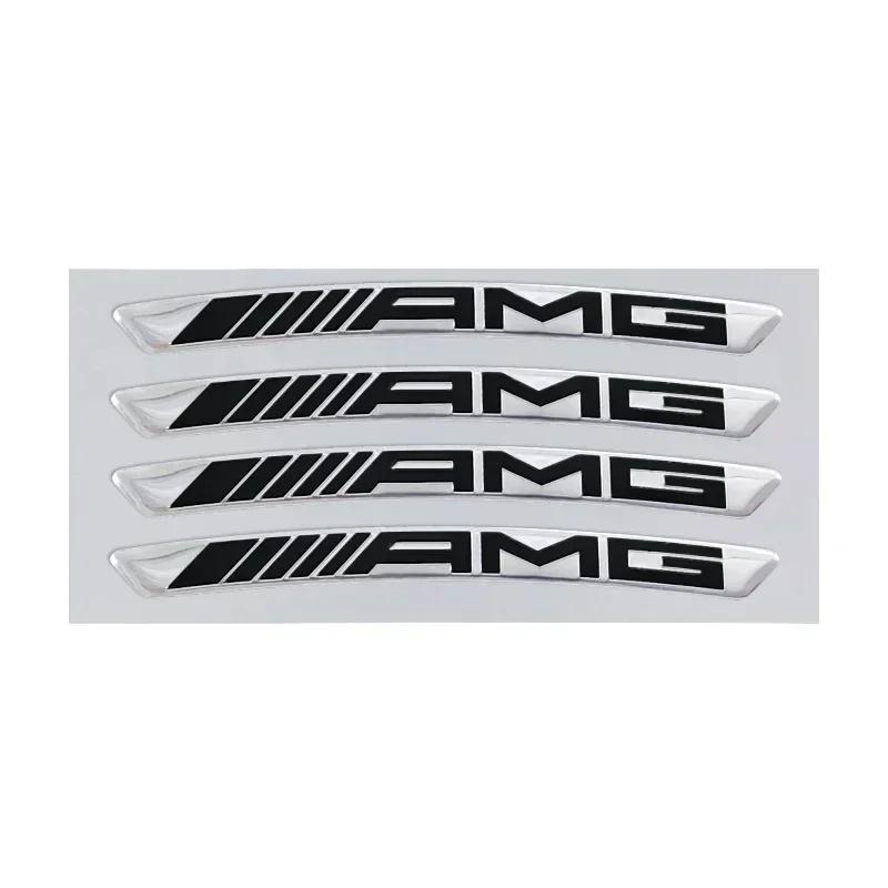 4/8pcs Mercedes-Benz AMG Car Hub Wheel Cover 3D Car Stickers Aluminum Alloy AMG Stickers Wheel Cover Badge Stickers Auto Parts