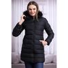 Schwarzer Plüsch-Mikrogel-Puffermantel für Damen