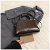 IELGY Handbag Niche Oil Wax Leather Boston Female Bag Fashion Commuter Bag
