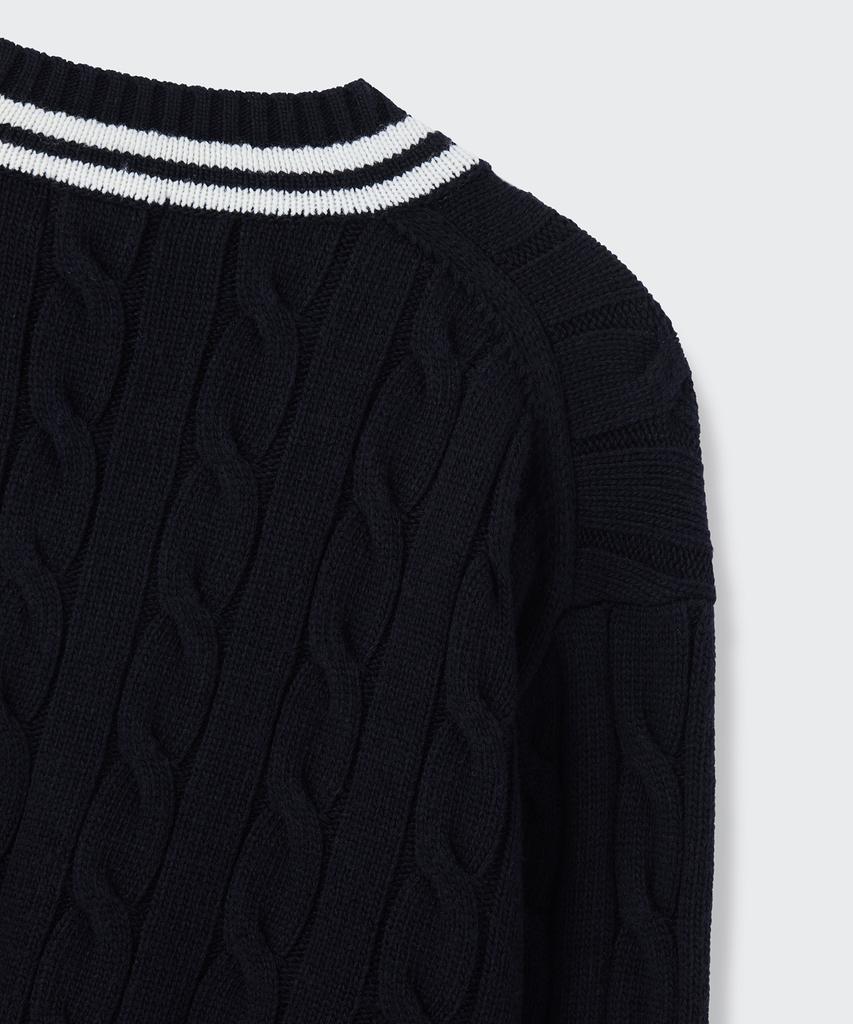 MUSINSA STANDARD Cable V-Neck Cricket Knit [Navy]