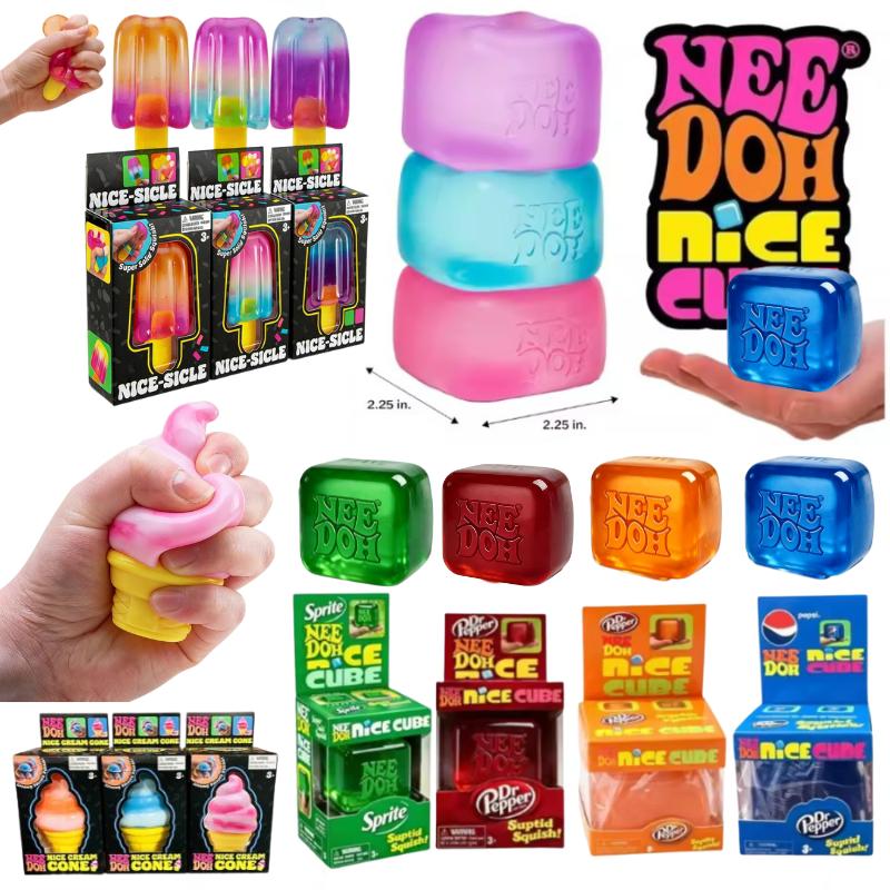 Schylling NeeDoh Ice Cream & Nice Cube Squeeze Fidget Toy Stress Relief Blind Box Party Gift