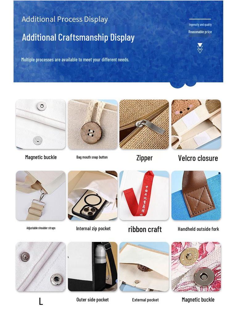 Custom Logo 3D High-End Enterprise Crossbody Tote with Ribbon – University Full Print Canvas Handbag