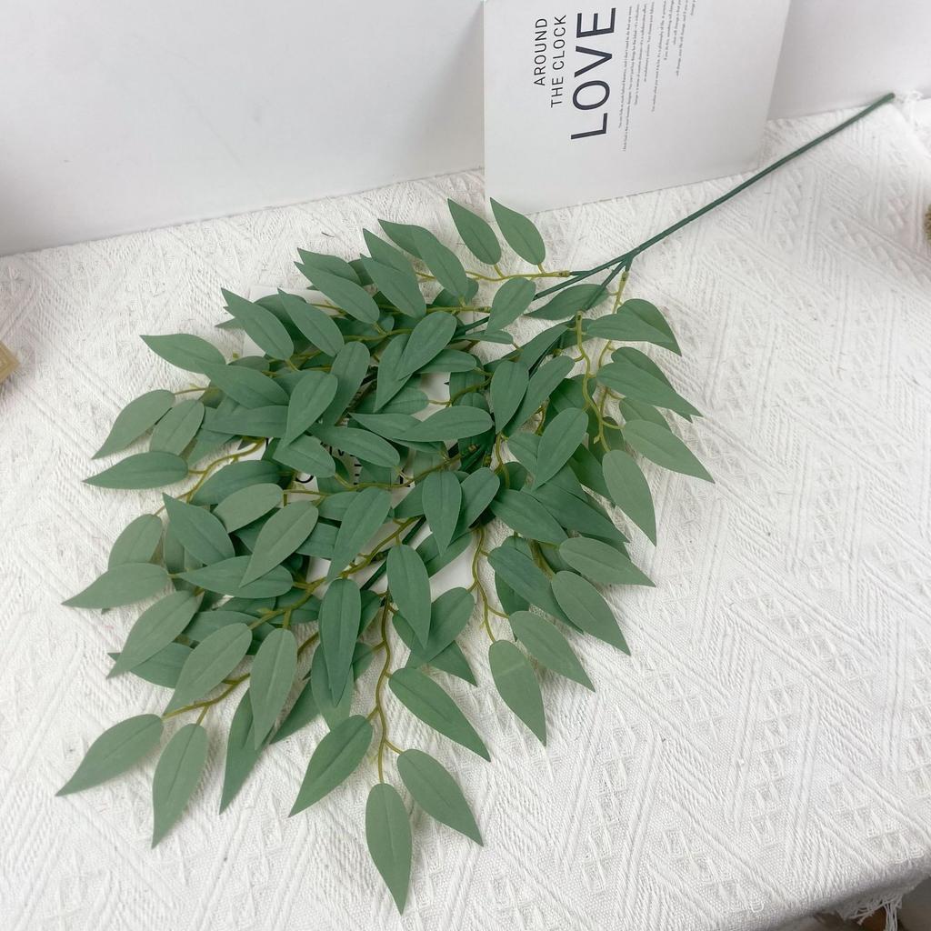 20pcs Direct Sales Simulation Green Plant Leaf Silk Screen Printing Single Branch Binary 18 Mesh Willow Leaf Home Outdoor Decoration
