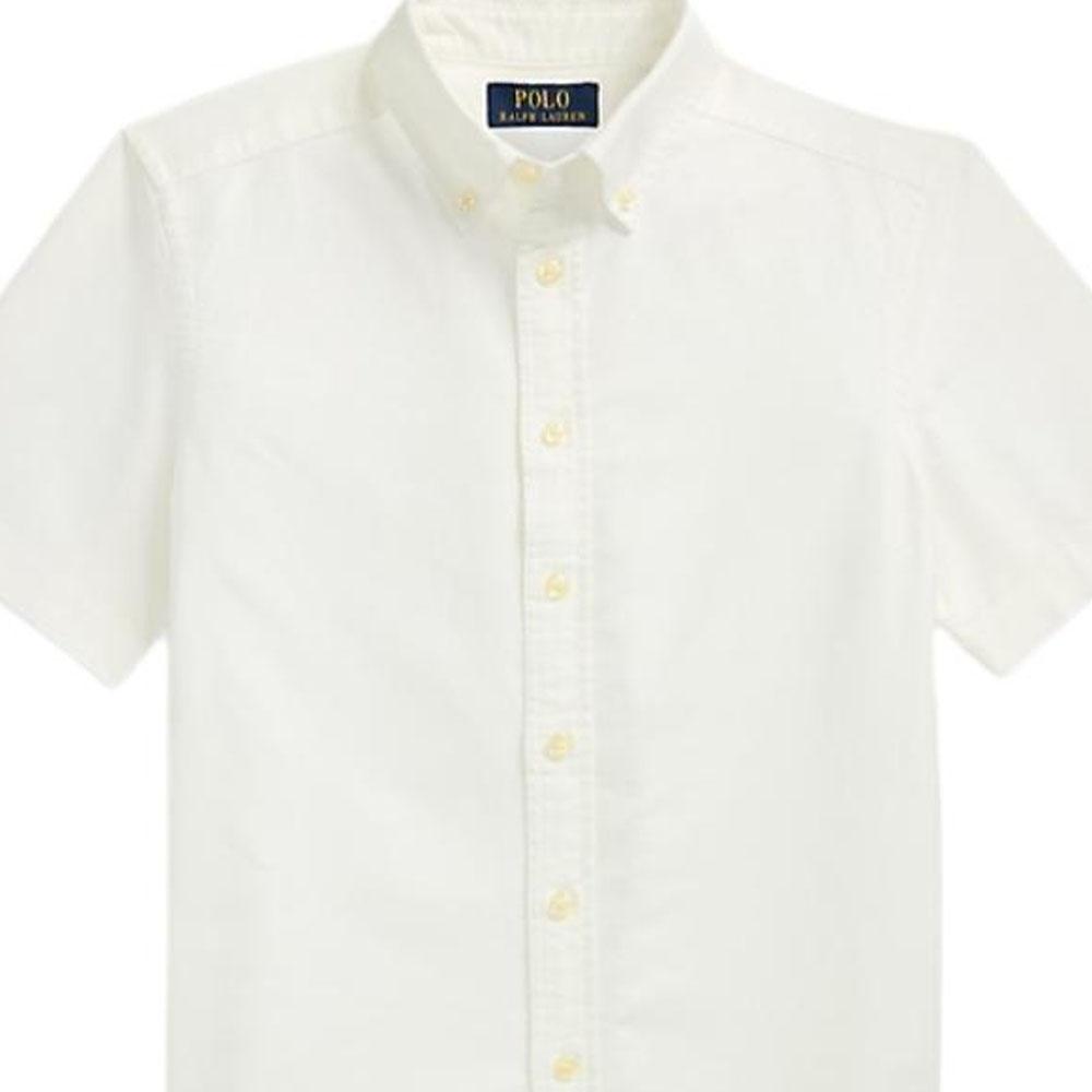 Polo Ralph Lauren Cotton Short Sleeve Oxford Uniform Shirt Kids Shirts White 323934998-001