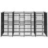 VidaXL Outdoor Dog Kennel Steel 7.37 M², Black