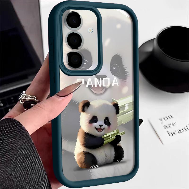 Lovely Baby Panda Pattern Case For Samsung Galaxy A57 A37 A17 A56 A36 A26 A16 5G A55 A35 A15 A54 S21 FE S22 S23 S24 Plus S25 Edge S26 Ultra Cover
