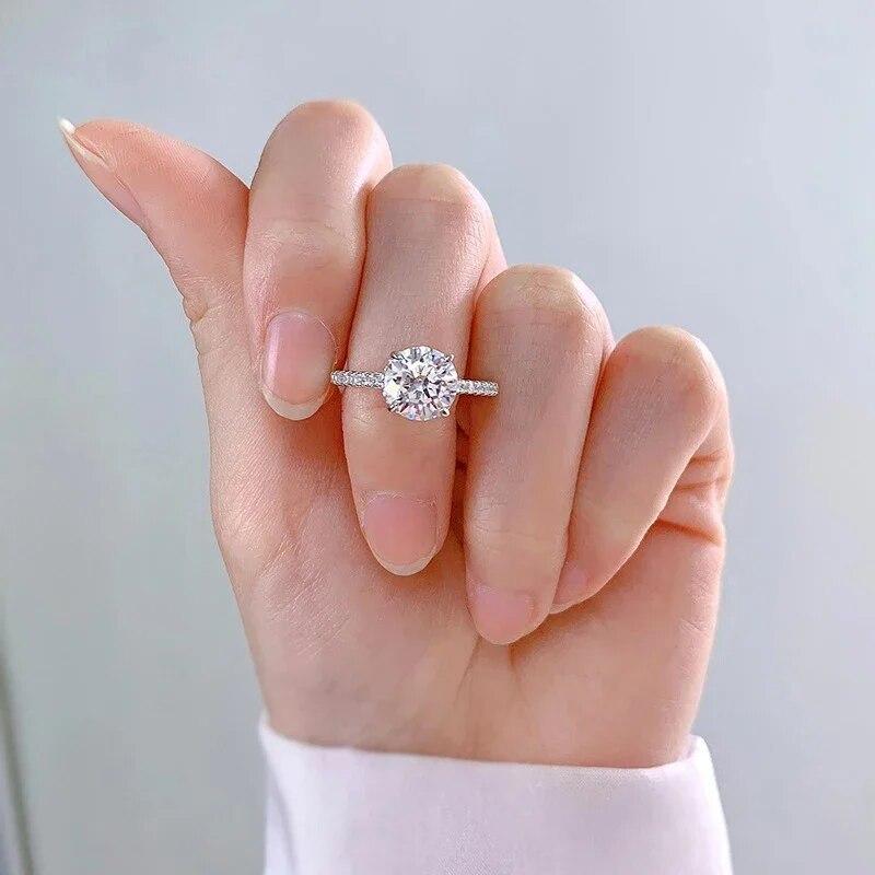 5ct Moissanite Ring Lab Diamond VVS1 925 Sterling Silver Engagement Promise Wedding Band Fine Jewelry with GRA for Women