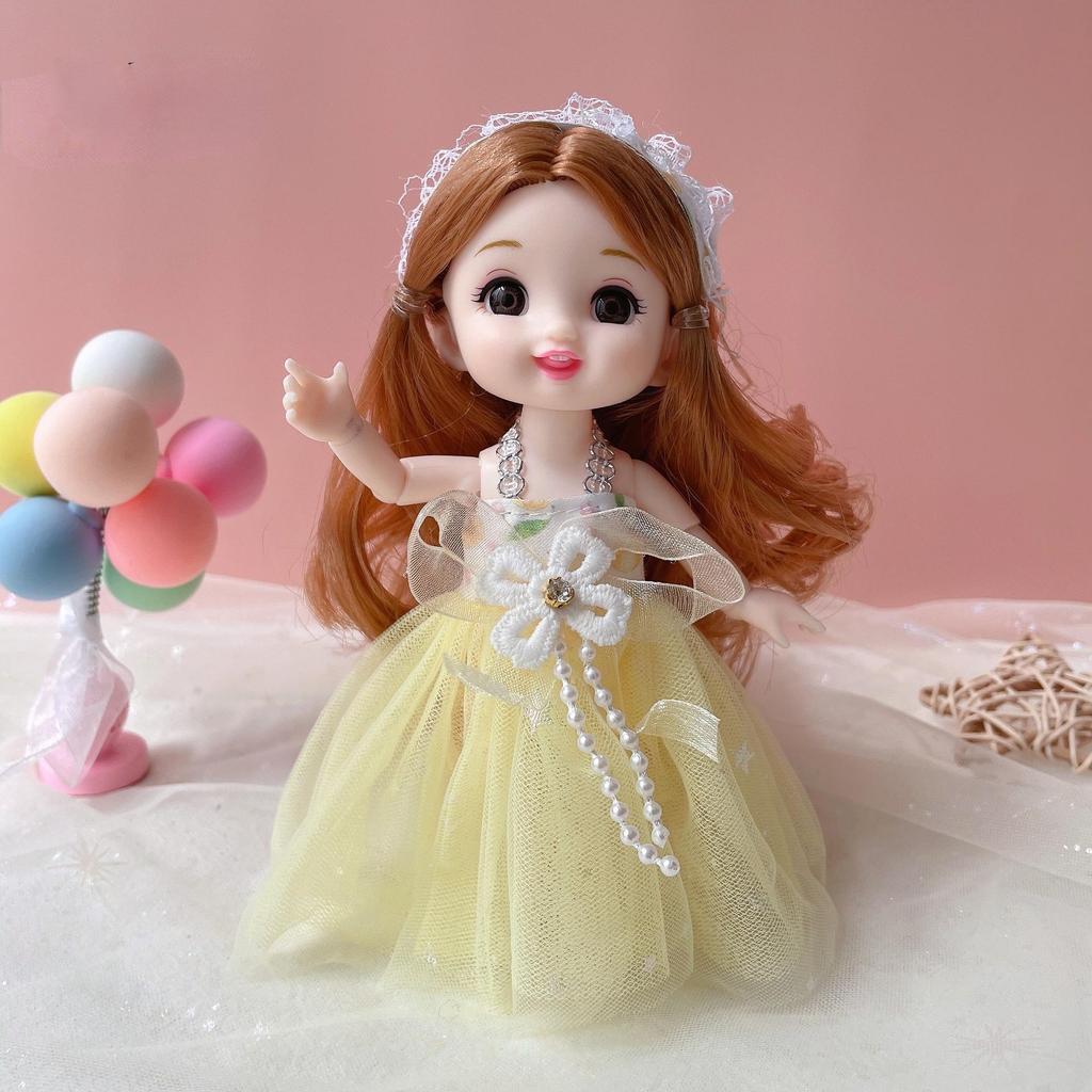 17CM Mini Beweegbare Pop Meisjes Speelgoed 3D Grote Ogen BJD Prinses Volledige Outfits Jurken Collectie Childrens Pop Gift