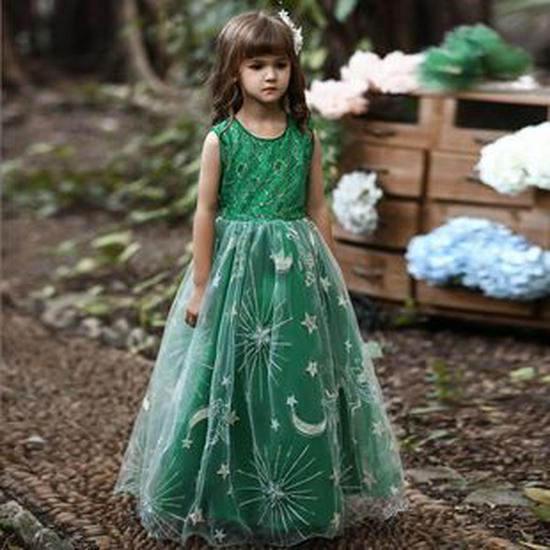Girls' Formal Princess Dress with Train – Wedding, Runway, Piano Performance, Puffy Skirt