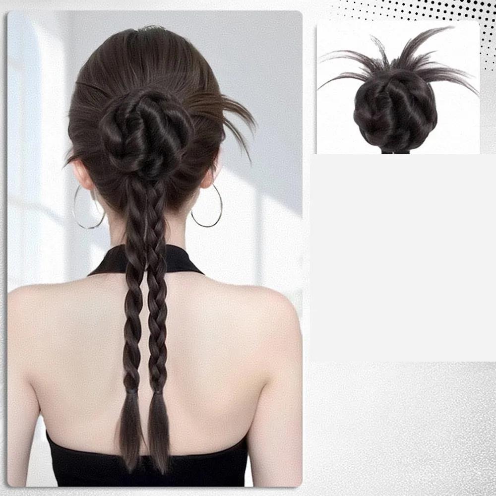 Sweet Bun Head Braid Synthetic Ponytails Wig Clip 40cm Women Fashion Twist Braid Daily Styling Headdress