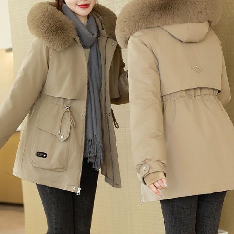 

Huolihuomian Removable Cotton Jacket New Thickened Winter Women s Short Cotton Jacket Khaki Color M