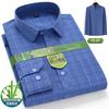 Luxury Men's Bamboo Fiber Shirts Long Sleeve Spring Fall Casual Stripe Plaid Printed Social Business Anti-Wrinkle Plus 7XL 6XL