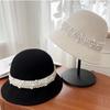 Woolen pearl small basin hat women's autumn and winter elegant temperament fashion top hat French retro thermal bucket hat