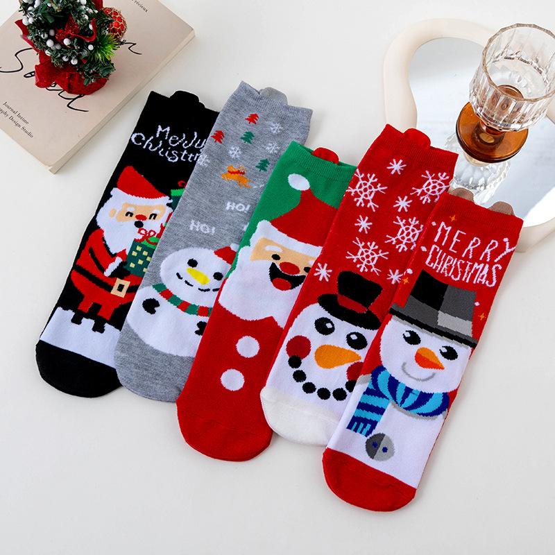 Rote Cartoon Weihnachtsmann Schneemann Socken Damen Herbst- und Wintersocken