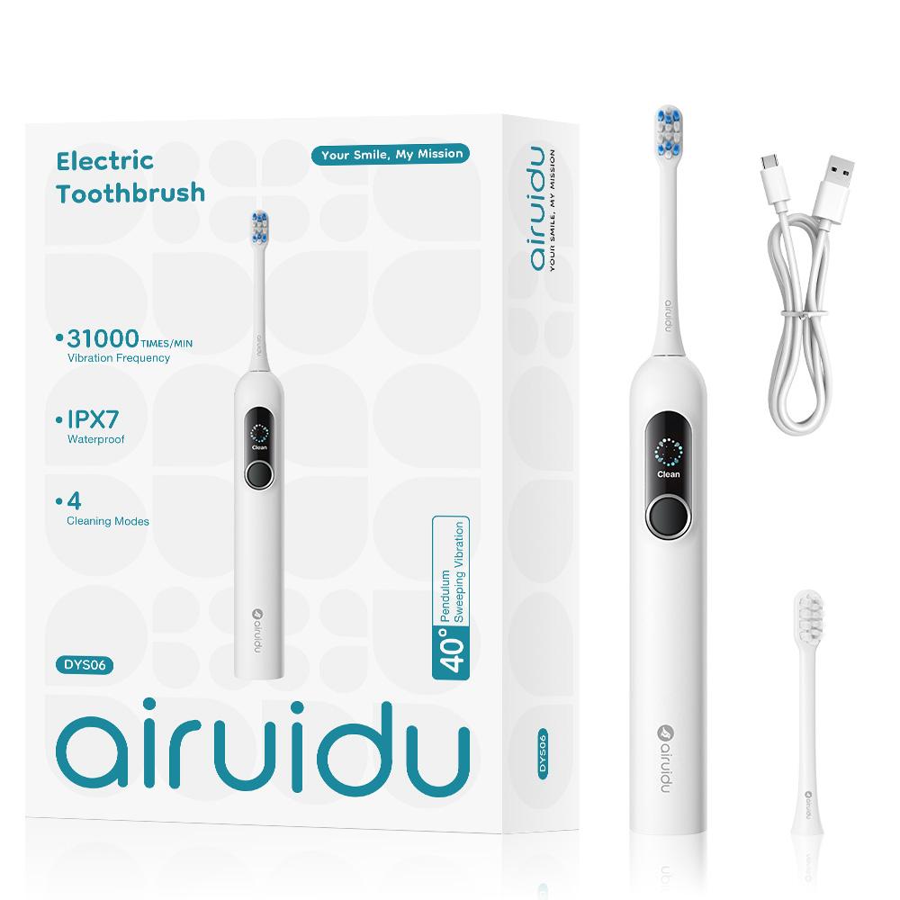 

Электрическая зубная щетка для взрослых, мягкая щетина, дорожная, портативная, с длительным временем работы от аккумулятора, водонепроницаемая IPX7, умный эффективный уход за полостью рта белый