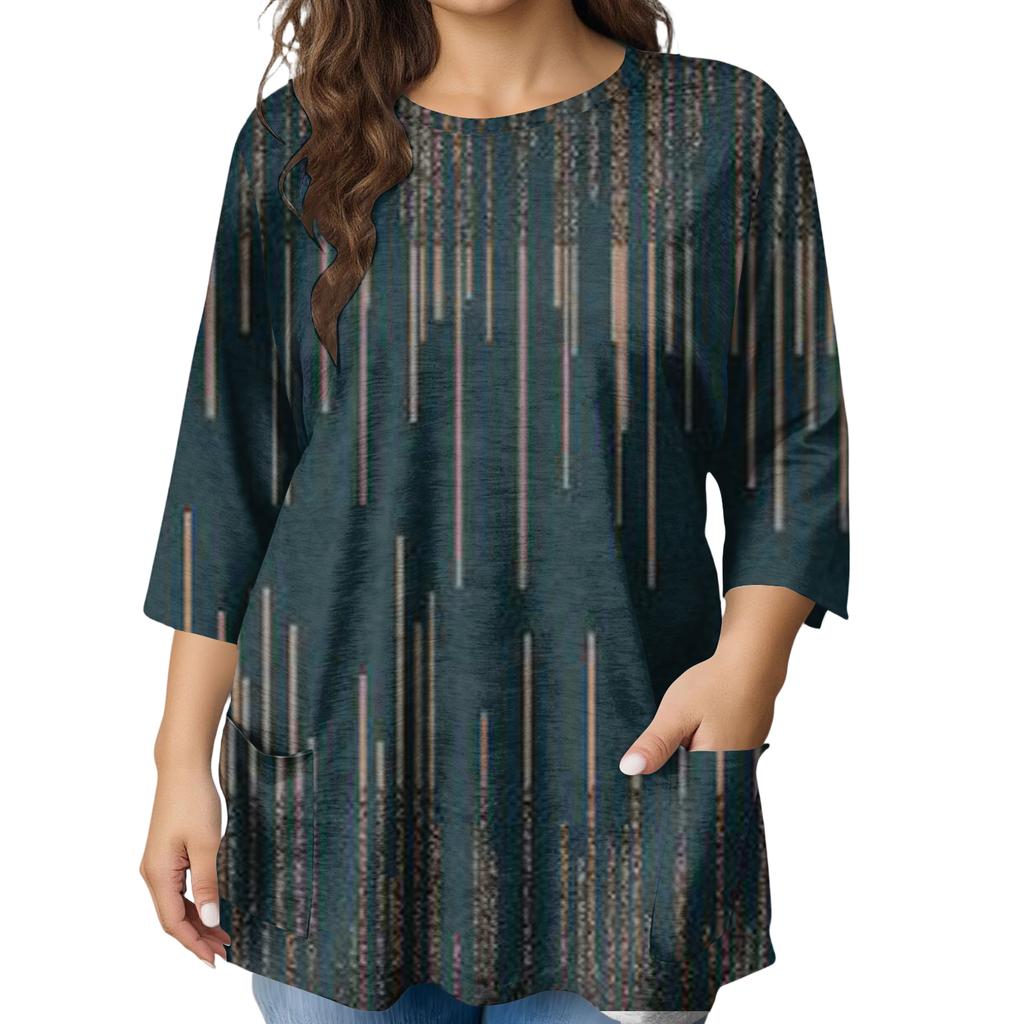 Damen Mode Übergröße Bedruckte Kurzarmbluse Für Elegantes Pendeln Und Freizeitkleidung