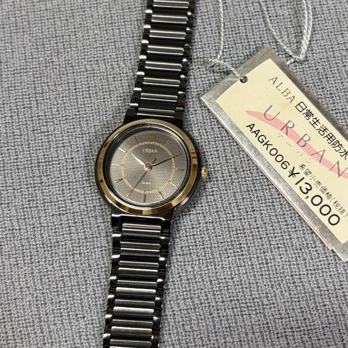 Неиспользованные Мертвые SEIKO ALBA URBAN Винтажные Кварцевые Редкие Часы Золотой Черный Оружейный Металл