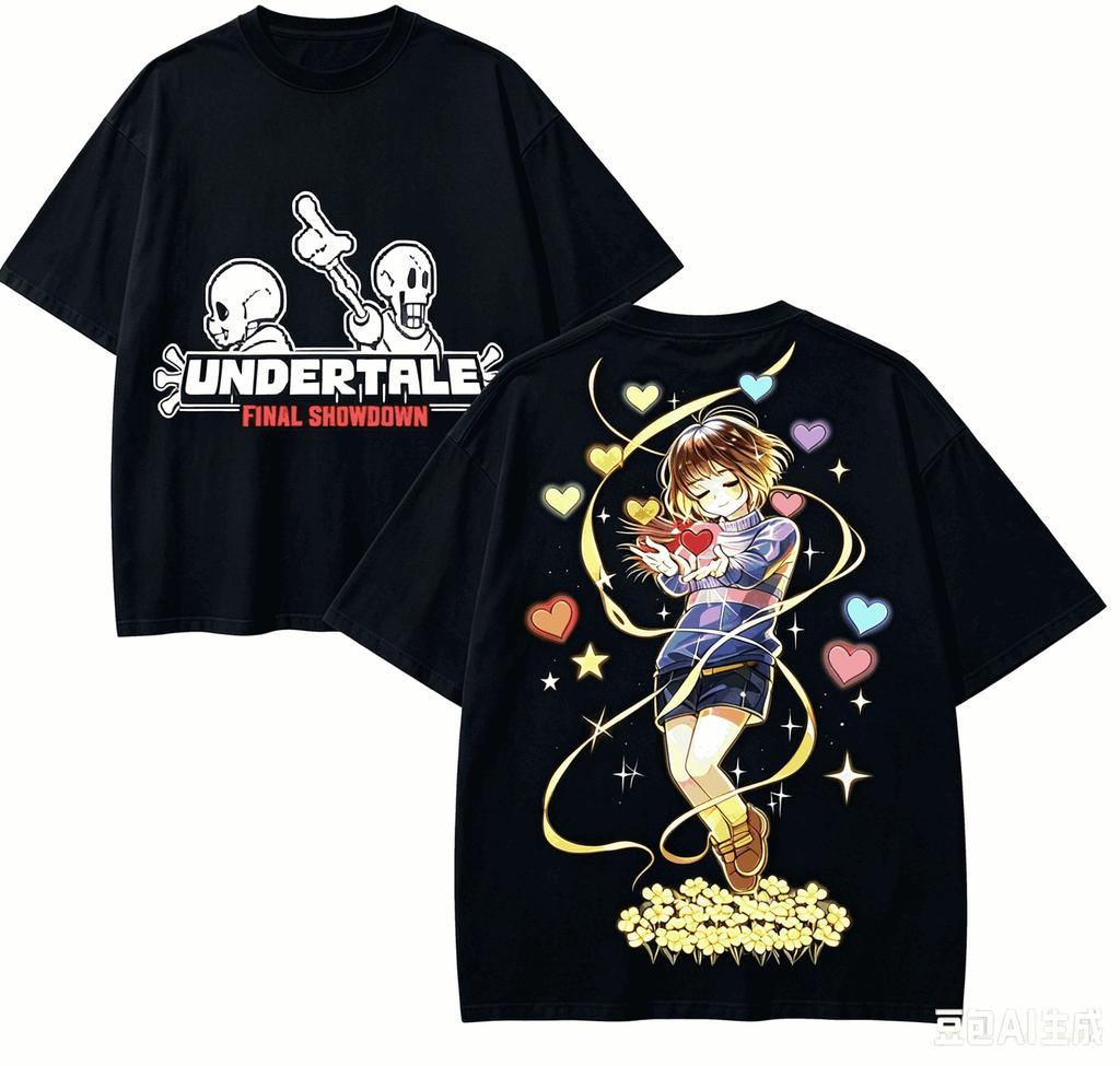 Undertale Anime Liebhaber T-Shirt Harajuku Baumwolle Neues Modell High Street Übergroß Unisex Retro Plu