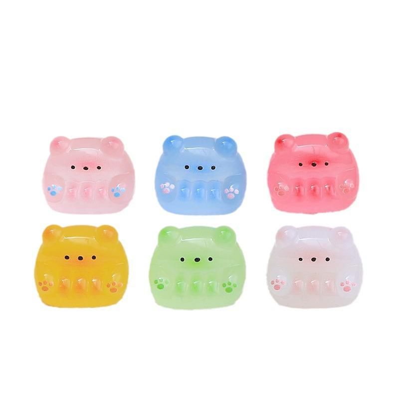 Handmade Resin Hair Clips & Croc Charms with Luminous Bear and Cartoon Designs