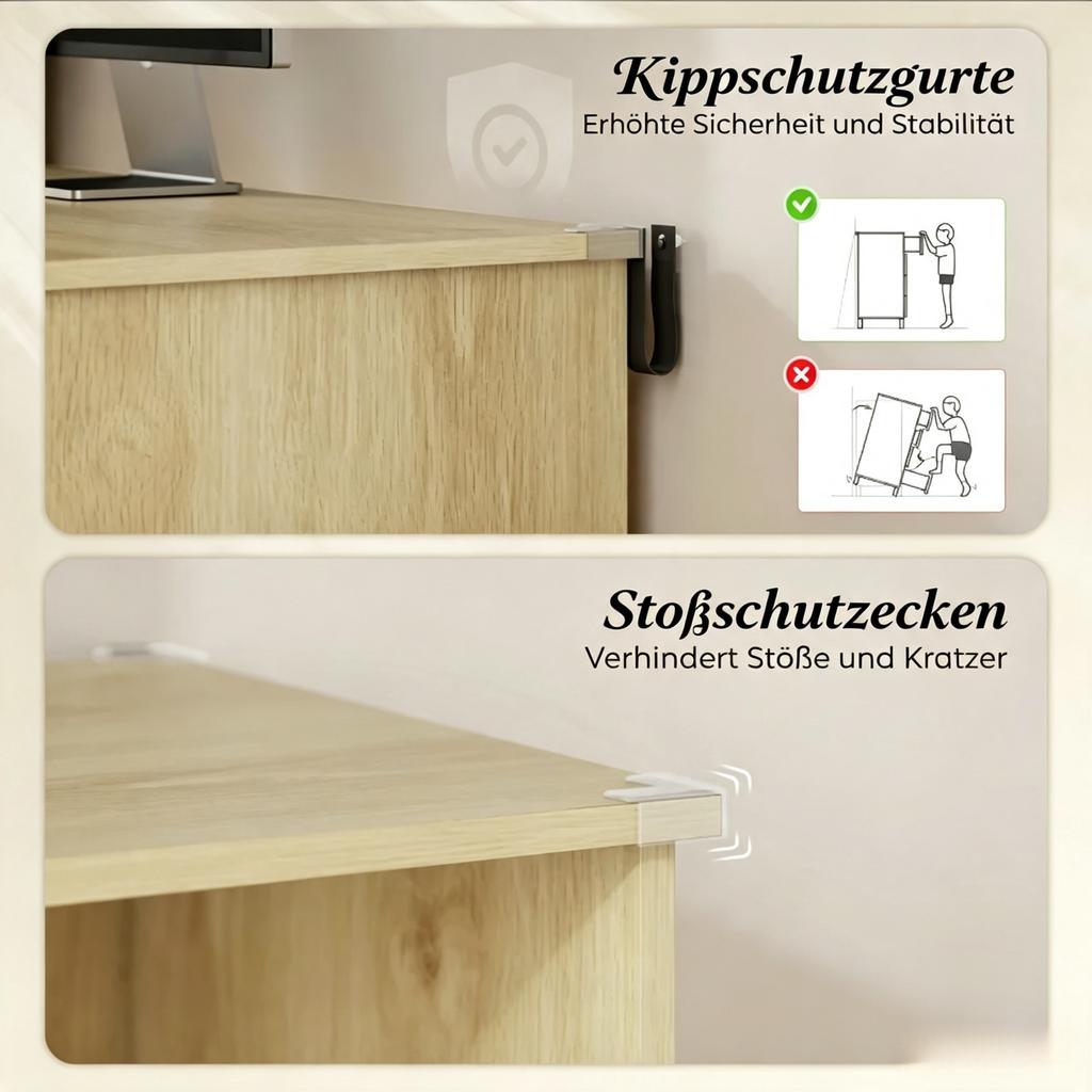 Computer Desk with Bookcase and 4 Compartments, Computer Table with Lockable Drawer for Home Office (only with Computer Table)