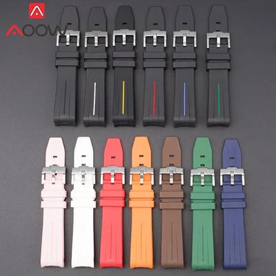 20/21/22mm Curved End Rubber Strap for Rolex Stainless Steel Buckle Men Women Sport Waterproof TPU Replacement Bracelet Band