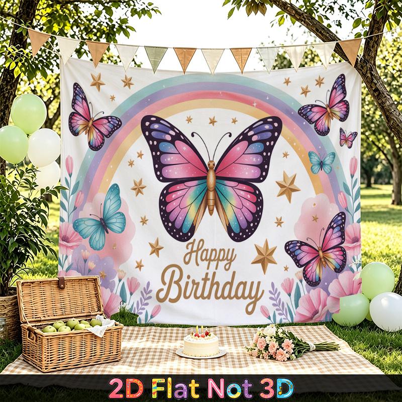 Butterfly Flower Party Backdrop 1pc - Celebration Decor